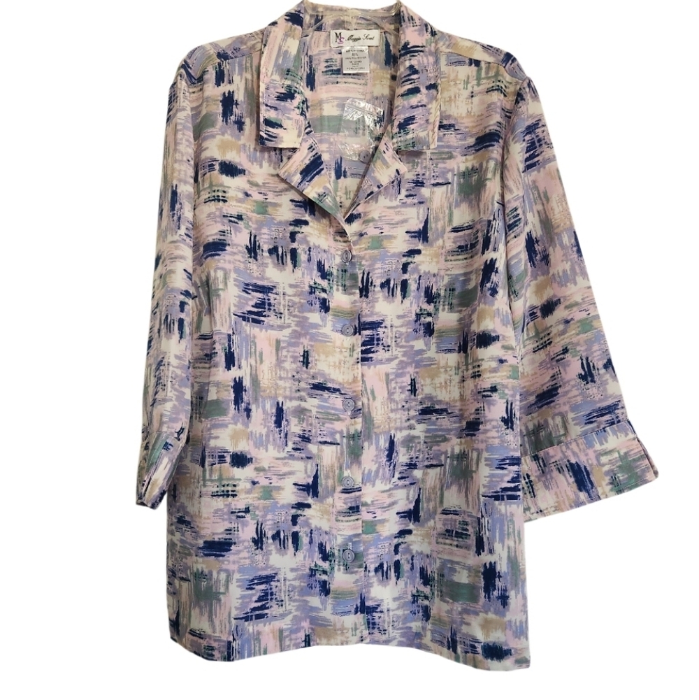 Abstract Patterned Blouse Button Down Sz 2x Nwt